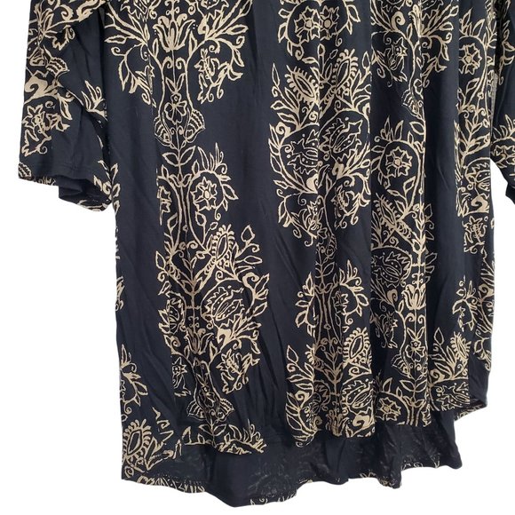 Lucky Brand Size 3X Tunic Blouse Popover Keyhole Puff 3/4 Sleeve Light Flowy - Picture 5 of 11